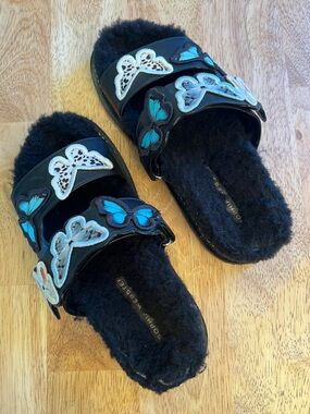 Sophia Webster Riva Shearling Lined Butterfly Slides Women's EU size 36